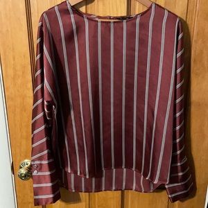 Express. Like new. Medium burgundy stripe blouse.